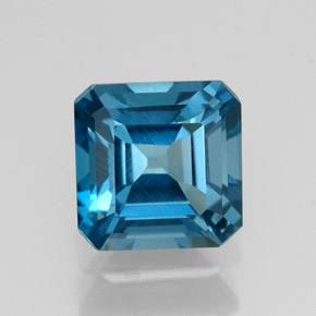 2.05캐럿 천연 런던 블루 토파즈, 에메랄드 컷, 7.1×7.1 mm, VVS-VS