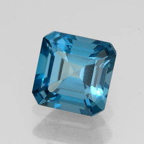 2.05캐럿 천연 런던 블루 토파즈, 에메랄드 컷, 7.1×7.1 mm, VVS-VS