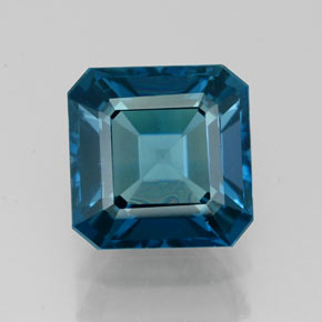 3.03캐럿 천연 런던 블루 토파즈, 에메랄드 컷, 8.1×8.1 mm, VS