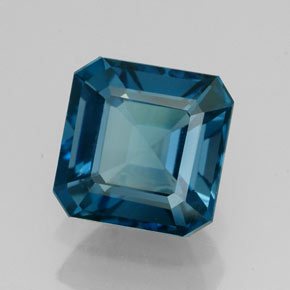 3.03캐럿 천연 런던 블루 토파즈, 에메랄드 컷, 8.1×8.1 mm, VS