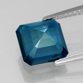 3.03캐럿 천연 런던 블루 토파즈, 에메랄드 컷, 8.1×8.1 mm, VS