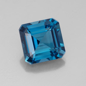 2.20캐럿 천연 런던 블루 토파즈, 에메랄드 컷, 7.2×7.1 mm, VVS