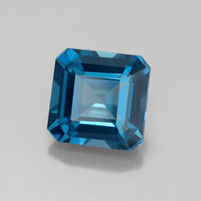 2.20캐럿 천연 런던 블루 토파즈, 에메랄드 컷, 7.2×7.1 mm, VVS