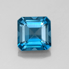 2.27캐럿 천연 런던 블루 토파즈, 에메랄드 컷, 7.1×7.1 mm, VS