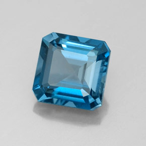 2.27캐럿 천연 런던 블루 토파즈, 에메랄드 컷, 7.1×7.1 mm, VS