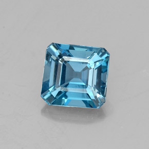 1.23캐럿 천연 런던 블루 토파즈, 에메랄드 컷, 5.9×5.7 mm, VVS
