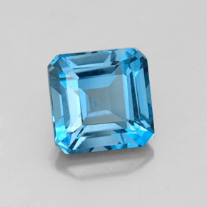 2.27캐럿 천연 런던 블루 토파즈, 에메랄드 컷, 7.1×7.1 mm, VVS-VS