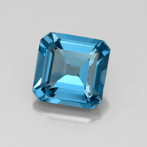 2.04캐럿 천연 런던 블루 토파즈, 에메랄드 컷, 7.1×7 mm, VS