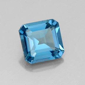 2.04캐럿 천연 런던 블루 토파즈, 에메랄드 컷, 7.1×7 mm, VS