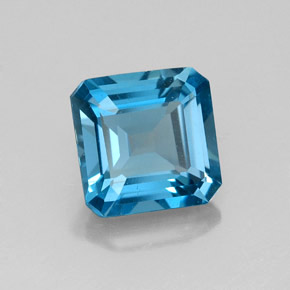 2.06캐럿 천연 런던 블루 토파즈, 에메랄드 컷, 7.1×7 mm, VVS