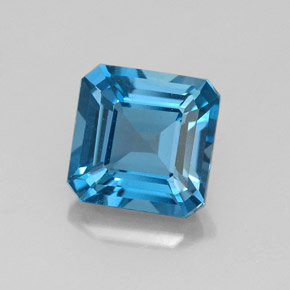 2.06캐럿 천연 런던 블루 토파즈, 에메랄드 컷, 7.1×7 mm, VVS