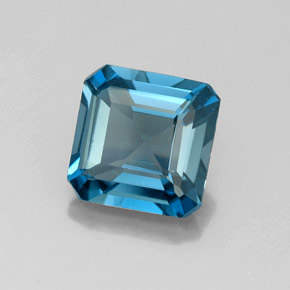 2.00캐럿 천연 런던 블루 토파즈, 에메랄드 컷, 7.1×7.1 mm, VVS