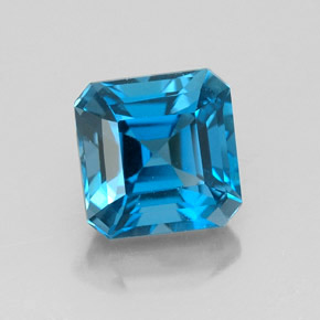 2.47캐럿 천연 런던 블루 토파즈, 에메랄드 컷, 7.1×7.1 mm, VVS