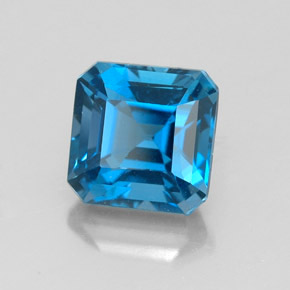 2.47캐럿 천연 런던 블루 토파즈, 에메랄드 컷, 7.1×7.1 mm, VVS