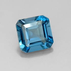 1.96캐럿 천연 런던 블루 토파즈, 에메랄드 컷, 7.1×7.1 mm, VS