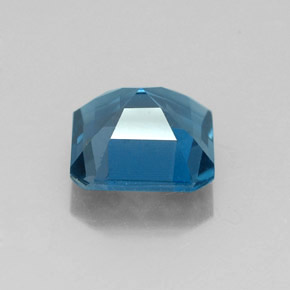 1.96캐럿 천연 런던 블루 토파즈, 에메랄드 컷, 7.1×7.1 mm, VS