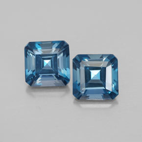 캐럿 천연 런던 블루 토파즈 보석, 에메랄드 컷, 7.1×7.1 mm, VVS