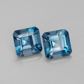 캐럿 천연 런던 블루 토파즈 보석, 에메랄드 컷, 7.1×7.1 mm, VVS