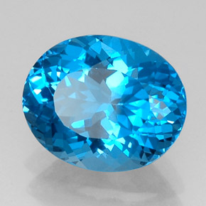 11.16캐럿 천연 스위스 블루 토파즈, 타원형 컷, 15.1×12.3 mm, VS