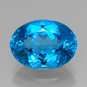 12.83캐럿 천연 스위스 블루 토파즈, 타원형 컷, 16.3×12.1 mm, VVS