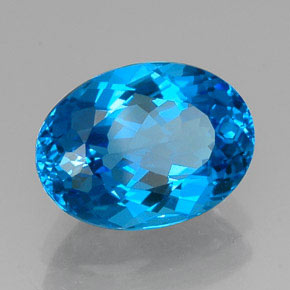 12.83캐럿 천연 스위스 블루 토파즈, 타원형 컷, 16.3×12.1 mm, VVS
