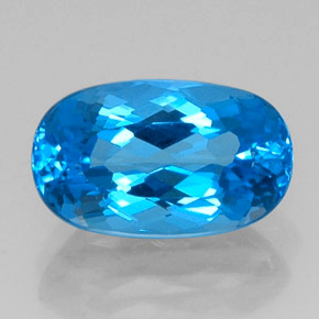 9.66캐럿 천연 스위스 블루 토파즈, 타원형 컷, 15.7×9.5 mm, IF