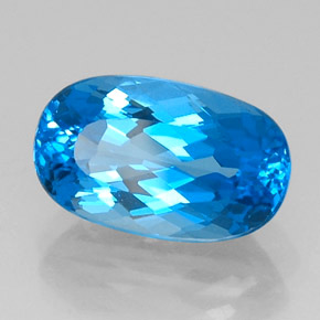 9.66캐럿 천연 스위스 블루 토파즈, 타원형 컷, 15.7×9.5 mm, IF