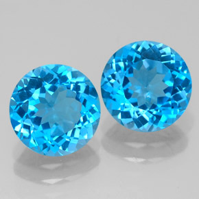 캐럿 천연 스위스 블루 토파즈 보석, 라운드 컷, 7.94 mm, VVS