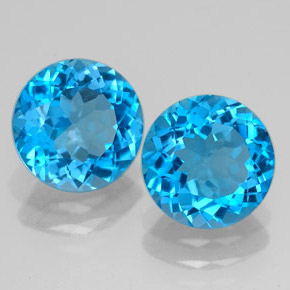 캐럿 천연 스위스 블루 토파즈 보석, 라운드 컷, 7.94 mm, VVS