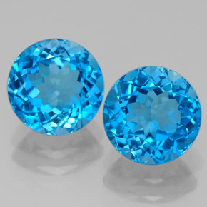 캐럿 천연 스위스 블루 토파즈 보석, 라운드 컷, 8.00 mm, VVS