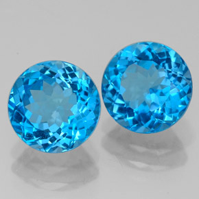 캐럿 천연 스위스 블루 토파즈 보석, 라운드 컷, 8.00 mm, VVS