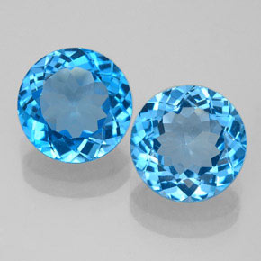 캐럿 천연 스위스 블루 토파즈 보석, 라운드 컷, 8.23 mm, VVS