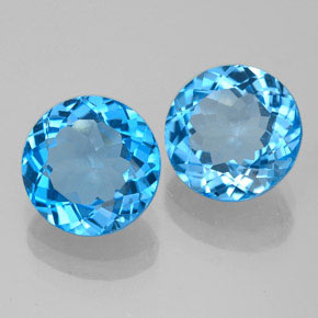 캐럿 천연 스위스 블루 토파즈 보석, 라운드 컷, 8.23 mm, VVS