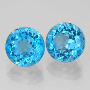 캐럿 천연 스위스 블루 토파즈 보석, 라운드 컷, 7.93 mm, VVS-VS