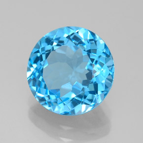 3.28캐럿 천연 스위스 블루 토파즈, 라운드 컷, 9.23 mm, VVS