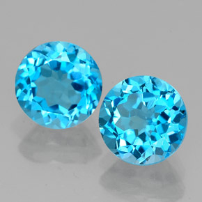 캐럿 천연 스위스 블루 토파즈 보석, 라운드 컷, 7.00 mm, VVS-VS