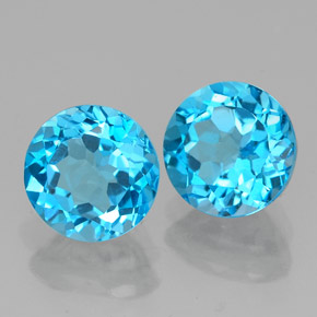 캐럿 천연 스위스 블루 토파즈 보석, 라운드 컷, 7.00 mm, VVS-VS