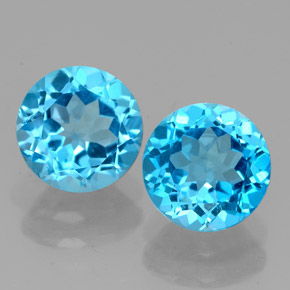 캐럿 천연 스위스 블루 토파즈 보석, 라운드 컷, 7.07 mm, VVS