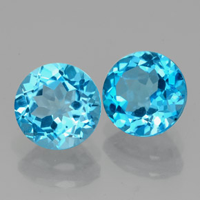 캐럿 천연 스위스 블루 토파즈 보석, 라운드 컷, 7.07 mm, VVS