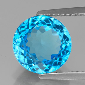 3.45캐럿 천연 스위스 블루 토파즈, 라운드 컷, 9.22 mm, VVS