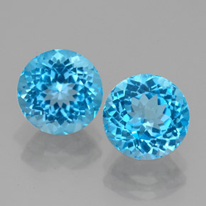 캐럿 천연 스위스 블루 토파즈 보석, 라운드 컷, 8.06 mm, VVS