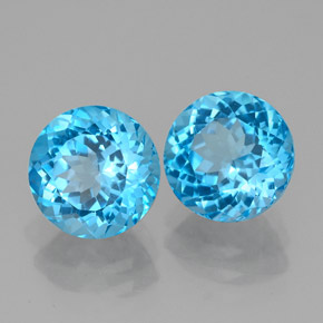 캐럿 천연 스위스 블루 토파즈 보석, 라운드 컷, 8.06 mm, VVS