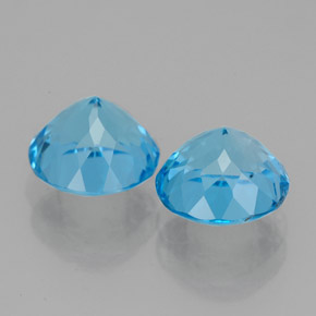 캐럿 천연 스위스 블루 토파즈 보석, 라운드 컷, 8.06 mm, VVS