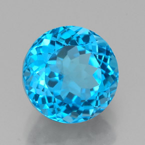 2.91캐럿 천연 스위스 블루 토파즈, 라운드 컷, 8.19 mm, VS