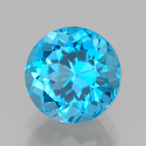 2.66캐럿 천연 스위스 블루 토파즈, 라운드 컷, 8.06 mm, VVS