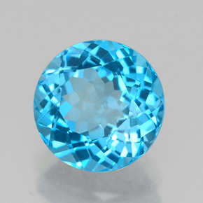 2.34캐럿 천연 스위스 블루 토파즈, 라운드 컷, 7.98 mm, VS