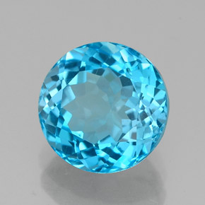 2.48캐럿 천연 스위스 블루 토파즈, 라운드 컷, 8.01 mm, VVS