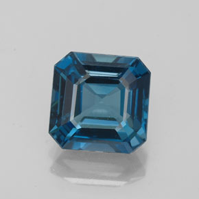 2.89캐럿 천연 런던 블루 토파즈, 에메랄드 컷, 8×8 mm, VVS-VS