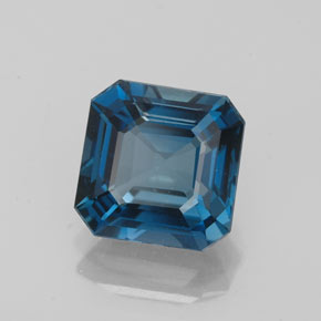 2.89캐럿 천연 런던 블루 토파즈, 에메랄드 컷, 8×8 mm, VVS-VS