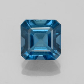 2.62캐럿 천연 런던 블루 토파즈, 에메랄드 컷, 7.8×7.8 mm, VS